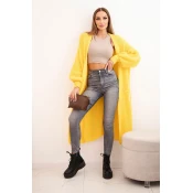Kesi Włoski Long cardigan sweater dark yellow