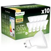 LUMILED 10x LED žarnica GU10 reflektor PAR16 12W = 100W 1320LM 3000K topla 120°