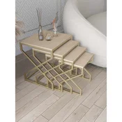 Hanah Home Ela set od 4 umetnuta stocica, zlatni ram, MDF ploce u dekoru travertina