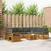 Setovi sofa 10 pcs Prirodna i antracit Čvrsto drvo akacije