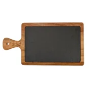 Skrilavi servirni pladenj s podstavkom iz akacije 26x18cm 54573