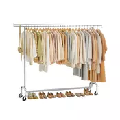 Songmics Oblekalna stojala 45x160x1629 cm srebrni kovinski
