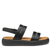 GEOX za ženske. D550NC 0BCEW Camalei Sandali črni (38), Črna, Ravna stran, Velcro, Priložnostno