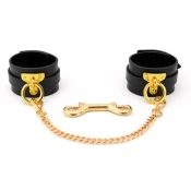 SuperLove Deluxe Leather Handcuffs Black-Gold