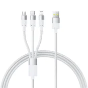 Punjac i podatkovni 100W USB-A na Micro USB, USB-C, Lightning kabel Baseus StarSpeed - 480Mbps - 1.5m - white