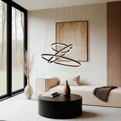 Arcchio LED viseče svetilo Albiona, črno, 3 obroči, O 80 cm - Dnevna soba/jedilnica - Sodobni - črna, bela - Kovina