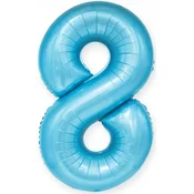 PartyPal Folija balon številka 8 EIGHT pastelno moder 100 cm