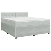 vidaXL Postelja boxspring z vzmetnico Svetlo siva 140 x 200 cm Žamet