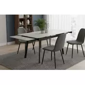 Trpezarijski sto Forma (1200+300+300)x850x760 Bela ploca/Crne metalne noge