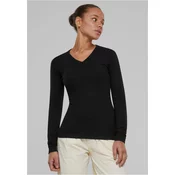 Womens knitted sweater with a V-neck in black