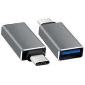 E-GREEN Adapter USB tip C - USB 3.0 M/F crni