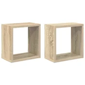 Vidaxl Stenske police kockaste 2 kosa sonoma hrast 26x15x26 cm