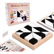Dardanar Lesene kocke sestavljanke Geometrija Tangram Dražilke možganov Puzzle 3D Logika IQ Igra Izobraževalne igrače Darila 80 izzivov, primernih za vse staro, (21124860)