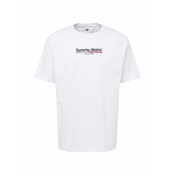 Bombažna kratka majica Tommy Jeans moški, bela barva