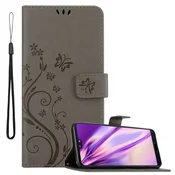 Cadorabo CADORABO Huawei P20 v klasična črna - ovitek v cvetličnem dizajnu z magnetnim zapiranjem, stoječo funkcijo in režami za kartice, (20564347)