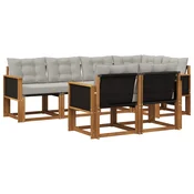 Set vanjskih sofa s jastukom 7 pcs Prirodna i svjetlosiva