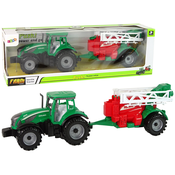 slomart LEAN TOYS Traktor z opriškovalnik, zelen/rdeče-zelen, frikcijski pogon