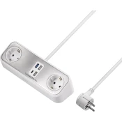 Sygonix Dvosmerni razdelilnik mize s 3x priključki za polnjenje USB-A in 1x USB-C Sygonix SY-4538256 razdelilna letev 2-kratni bela vtičnica 1 kos, (20638189)