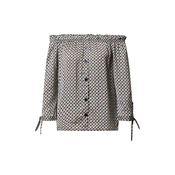Sublevel Bluza Carmen, crna / bijela / svijetlozelena
