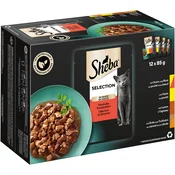 Mega pakiranje Sheba različice v vrečkah za ohranjanje svežine 48 x 85 g - Selection v omaki Krepki izbor
