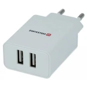 Swissten omrežni adapter smart ic 2x usb 2.1a power white (samopostrežno)