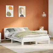 shumee vidaXL Posteljni okvir brez vzmetnice bel 140x200 cm masiven borov les