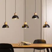 EMIBIG LIGHTING Seco viseča svetilka, dolžina 116 cm, črna, kovina/les, 5 luči. - Dnevna soba/jedilnica - črna, svetel les