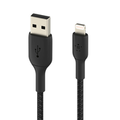 BELKIN USB na iPhone/iPad Lightning MFi kabel, pleten iz najlona, serija BOOST?CHARGE proizvajalca Belkin, 3 m - ČRN, (20524267)