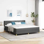 vidaXL Postelja z vzmetnico z vzglavjem Temno siva 200 x 180 cm blago