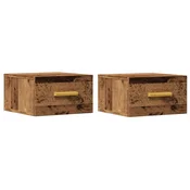Vidaxl Stenska nočna omarica 2 kosa starinski les 35x35x20 cm