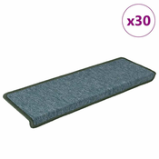 vidaXL Stopniščne preproge 30 kosov 65x21x4 cm temno zelene pravokotne robove