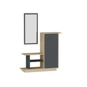 Hanah Home Asia Cipelarnik i Ogledalo, Sivo-Braon