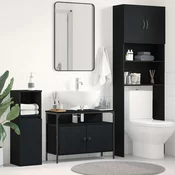 vidaXL Omara za umivalnik Črno hrast 80x30x60 cm Izdelano iz vezanega lesa