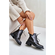 Black lacquered leather ankle boots with Bellani lining