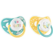 Silikonske dude varalice Lorelli Baby Care - S poklopcem, 6m+, 2 komada, Yellow/Blue