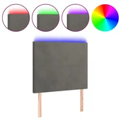 Vidaxl LED posteljno vzglavje temno sivo 100x5x118/128 cm žamet