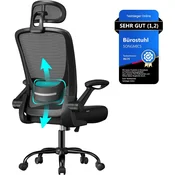 Songmics SONGMICS pisarniški stol, ergonomski, mrežast, ledvena in glava, zibanje, 53 cm sedež