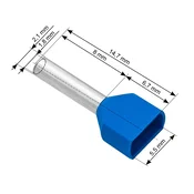 slomart Blow 43-083# Izolirani konektor tulejka 2x0,75/8 mm, moder, 100 kosov