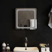 vidaXL LED kopalniško ogledalo Transparentno 40 x 40 cm kaljeno steklo