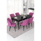 Hanah Home Set Trpezarijski sto i 6 stolica Nef, Ljubičasto-crni