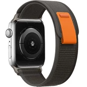 GS Najlonski pašček za Apple Watch 1/2/3/4/5/6/7/8/9/10/11/SE Ultra 1/2/3 42/44/45/46/49 mm, siv/oranžen