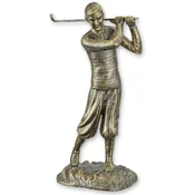Casa Padrino cast iron decorative sculpture golfer antique gold 13.5 x 11.5 x H. 29.3 cm - Cast iron decorative figure - Desk decoration - Decorative accessories - Luxury accessories