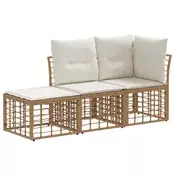 Set vanjskih sofa s jastukom 3 pcs Prirodna Poliester