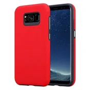 Cadorabo CADORABO Samsung v nageljni rdeči - zunanji hibridni zaščitni pokrov z dodatnim oprijemom površine v trikotniku, narejen iz silikona in plastike, (20568737)