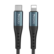 Yesido – podatkovni kabel (CA-64) – Type-C na Lightning, 18W, PD, 1,2 m – črn