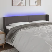 Vidaxl vidaXL Vzglavje postelje z LED svetlo sivo 163x16x78/88 cm umetno usnje