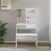 Set toaletnog stolica LED bijeli od konstruiranog drva