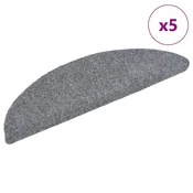 Vidaxl Preproge za stopnice samolepilne 5 kosov 56x17x3 cm svetlo sive polkrožne