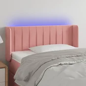 Vidaxl vidaXL Vzglavje postelje z LED svetlo roza 93x16x78/88 cm žamet