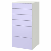 SMASTAD / PLATSA Komoda sa 6 fioka, bela/lila, 60x57x123 cm